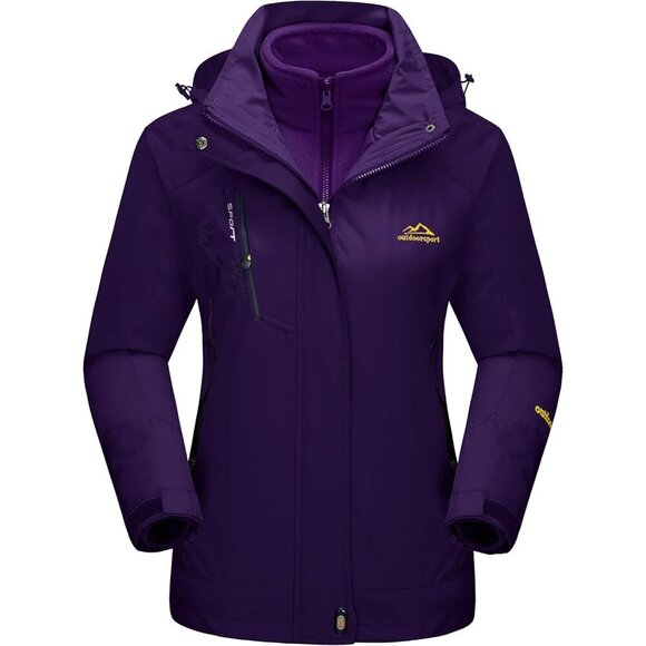 Jackets & Blazers - Women's Dark White Purple Winter Snow Ski Jacket Coats Waterproof Fleece Lined